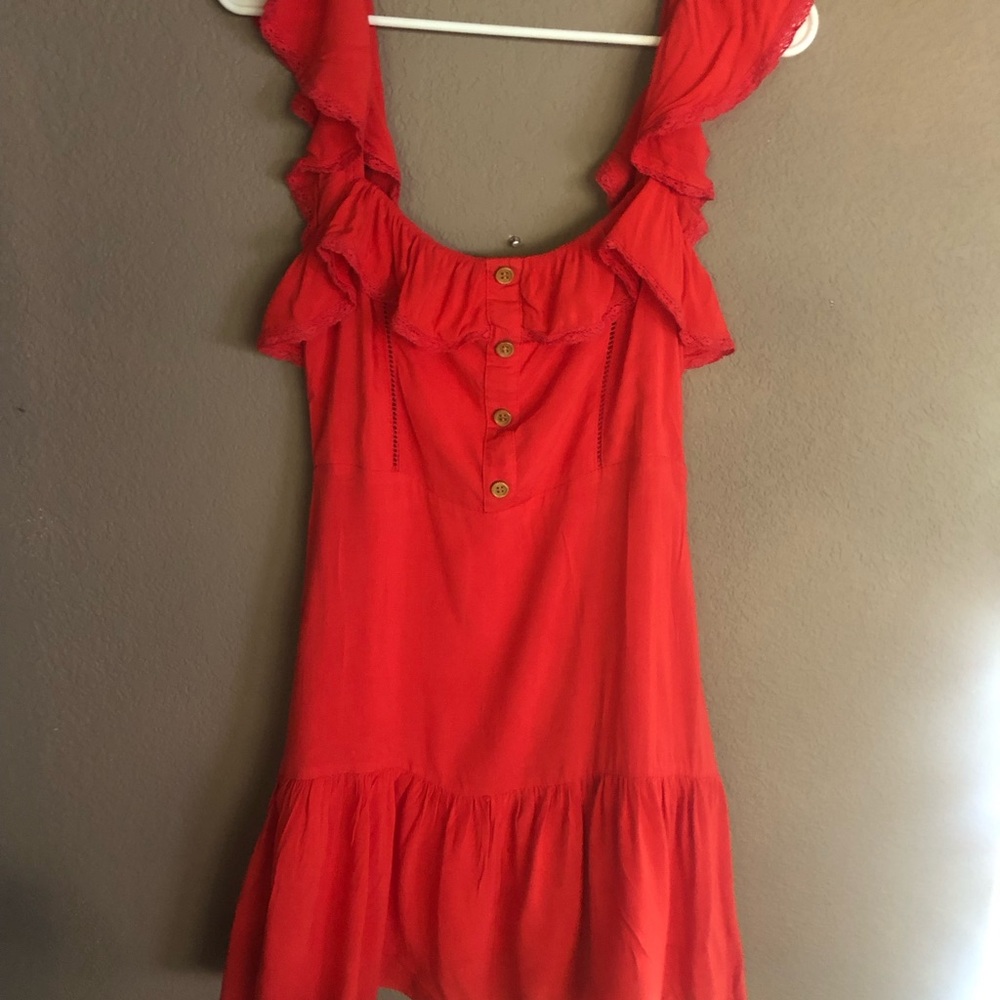 Lush Vibrant Red Top with Button Detail